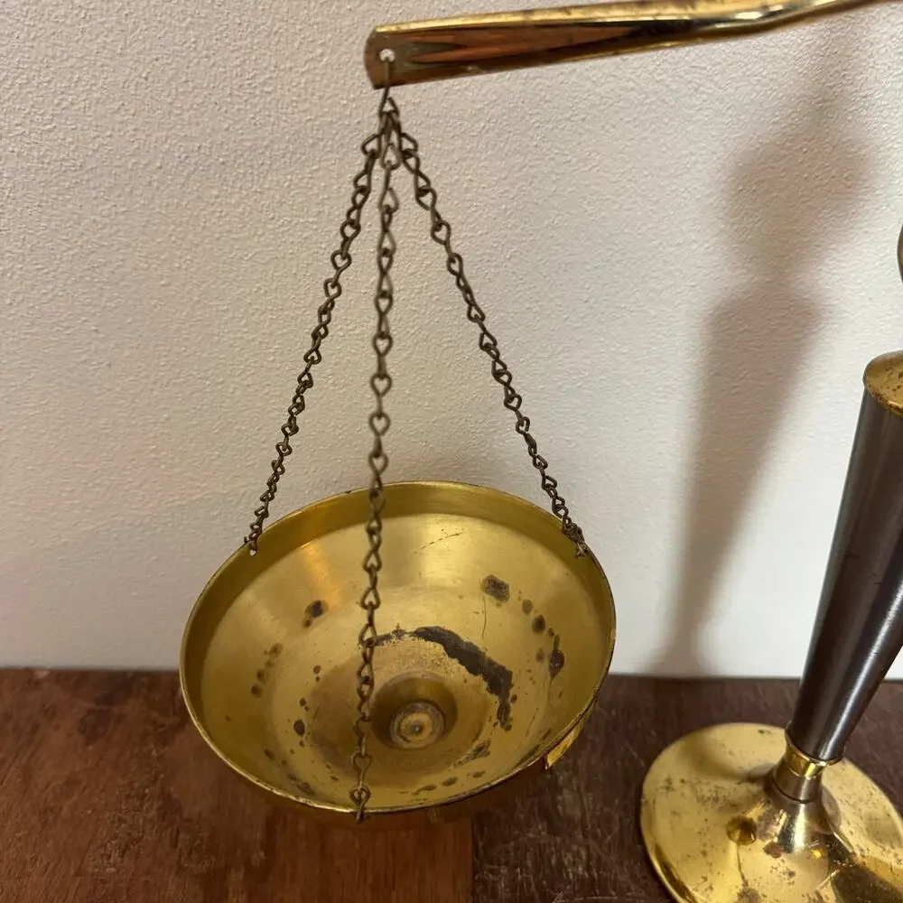Vintage Solid Brass beam balance scale Distressed Decor Office‎ Classroom